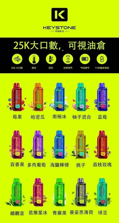 限時活動-買1顆煙彈送1隻主機 可疊加-鑰石KEYSTONE 25000口換彈式拋棄式