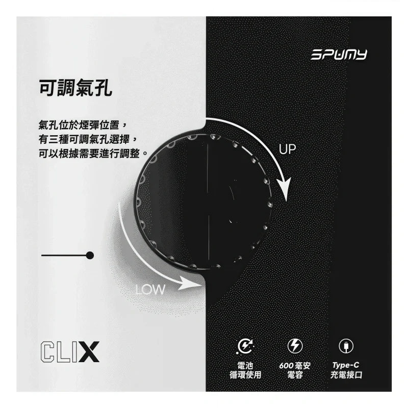 限時活動-買2顆煙彈送1隻主機-美國 Spumy CLIX 7500口換彈式拋棄式 可調吸阻｜多口味現貨